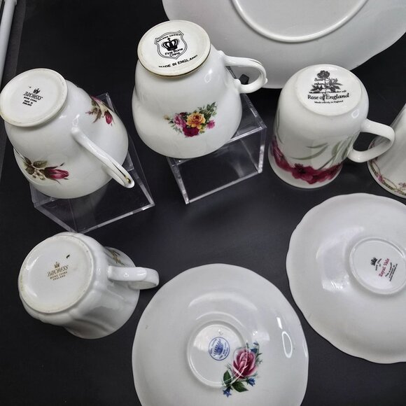 Mixed Floral China Tea & Coffee Cup and Saucer Set Pink Roses JJ4092 - Picture 7 of 9